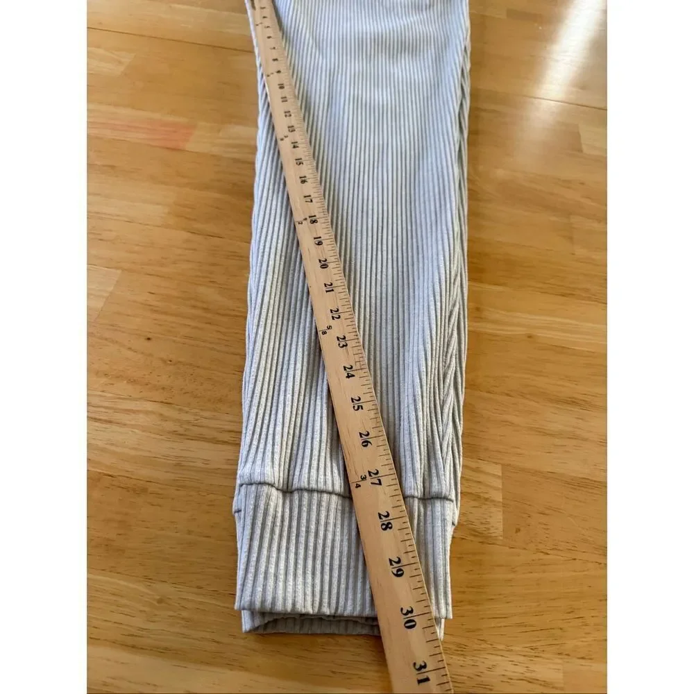 Alo Yoga Ribbed Joggers Cream Beige Womens Medium Lounge Pants